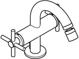 GROHE Atrio Bidet-Zweigriffbatterie mit Kreuzgriffen in Chrom – 1-Loch-Montage, Kugelgelenk-Mousseur