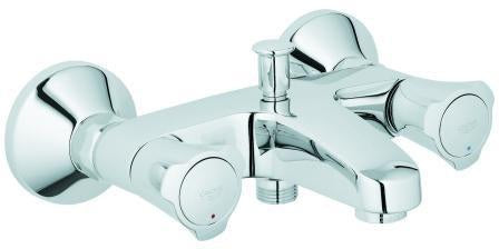 GROHE Costa 2-Griff-Wannenbatterie 25450_1 DN15 Wandmontage Chrom – mit Mousseur & Rückflussverhinderer