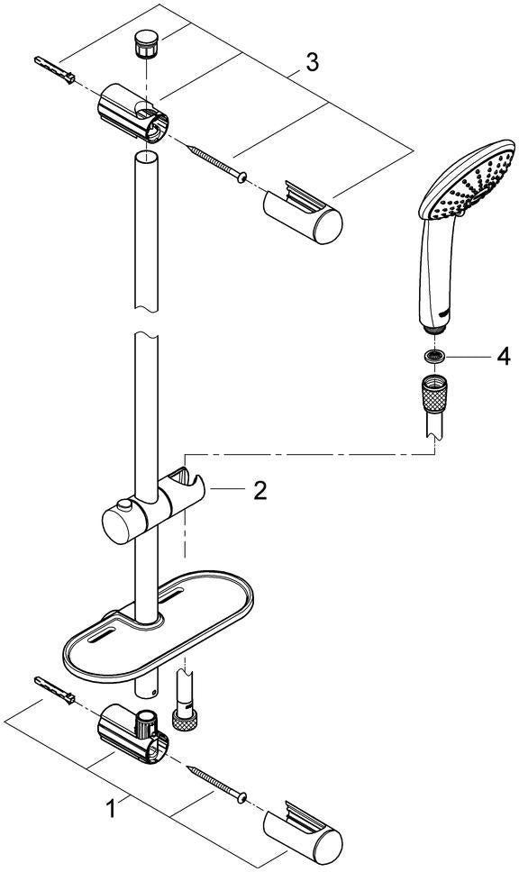 GROHE Euphoria 110 Massage Brausegarnitur mit 3 Strahlarten, 900 mm Stange, Chrom
