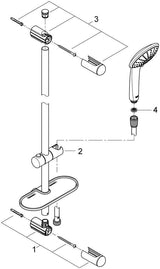 GROHE Euphoria 110 Massage Brausegarnitur mit 3 Strahlarten, 900 mm Stange, Chrom