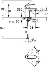 GROHE Eurosmart Cosmopolitan Einhand-Waschtischbatterie mit versenkbarer Kette, chrom