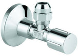 GROHE Eckventil 1/2x3/8'' mit Quetschverschraubung, Schubrosette & Metallgriff – Chrom