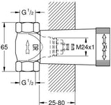 GROHE UP-Ventil-Unterteil 1/2 Zoll vormontiertes Oberteil kurze Spindel Messing