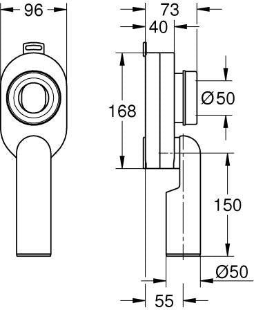GROHE Urinal-Absaugeformstück 39733 – vertikaler Abgang für Urinal-Siphon