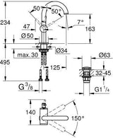 GROHE Atrio Einhand-Waschtischbatterie M-Size Chrom – schwenkbarer Auslauf & EcoJoy