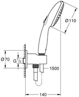 GROHE Tempesta 110 Wandhalterset – 2 Strahlarten, 7,4 l/min, Chrom