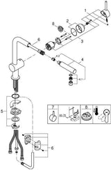 GROHE Minta Einhand-Spültischbatterie mit ausziehbarem Mousseurauslauf, Chrom – 32168