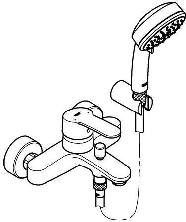 GROHE Eurostyle Cosmopolitan Einhand-Wannenbatterie mit Wandhalterset chrom – Wandmontage, SilkMove, Tempesta C 100