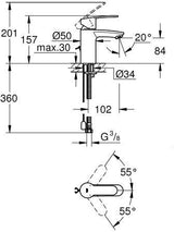 GROHE Eurostyle Cosmopolitan Einhand-Waschtischbatterie mit EcoJoy und versenkbarer Kette, Chrom