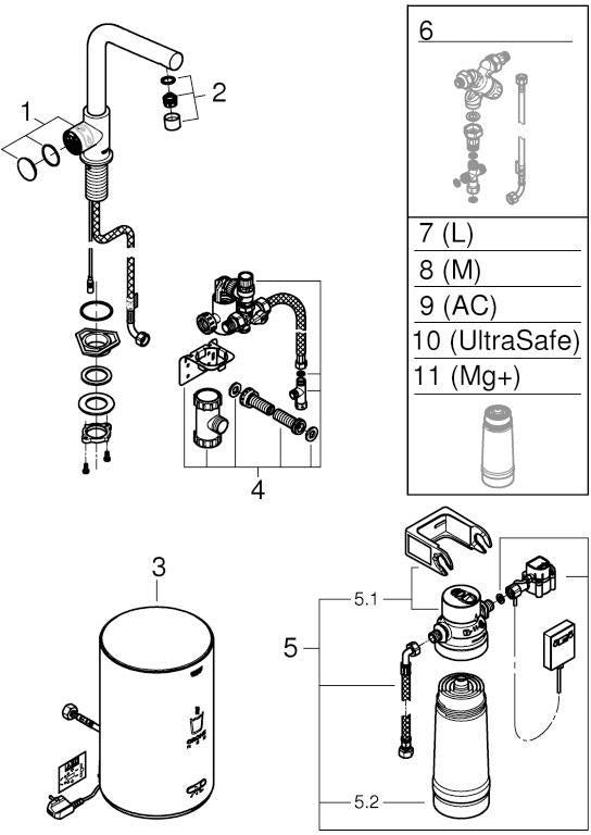 GROHE Red Mono Spültisch-Einhandmischer mit Boiler Größe M, L-Auslauf, Chrom – kochendes Wasser