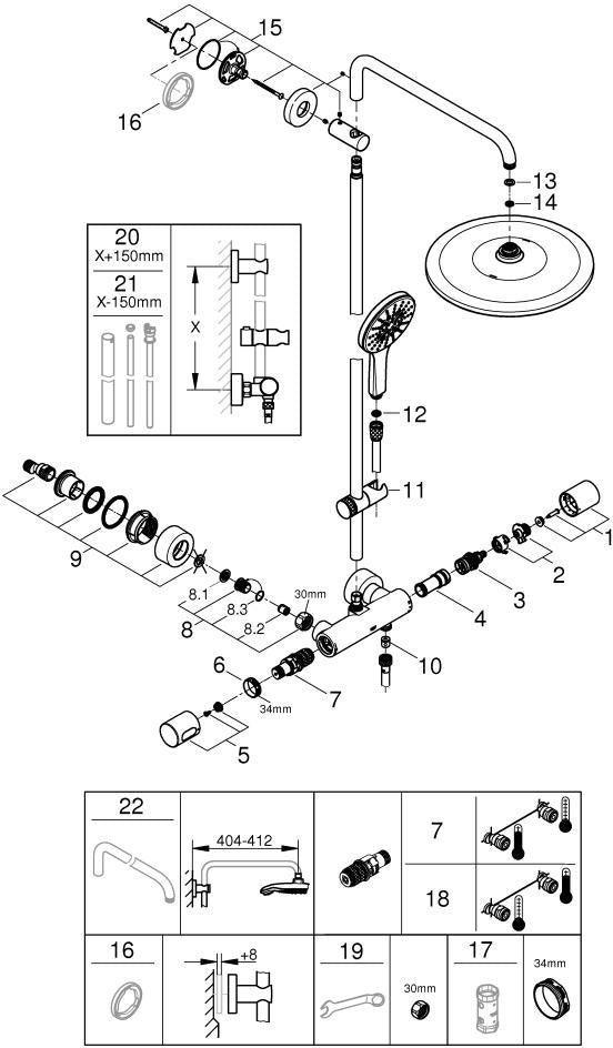 GROHE Rainshower SmartActive 310 Duschsystem mit Thermostatbatterie und CoolTouch
