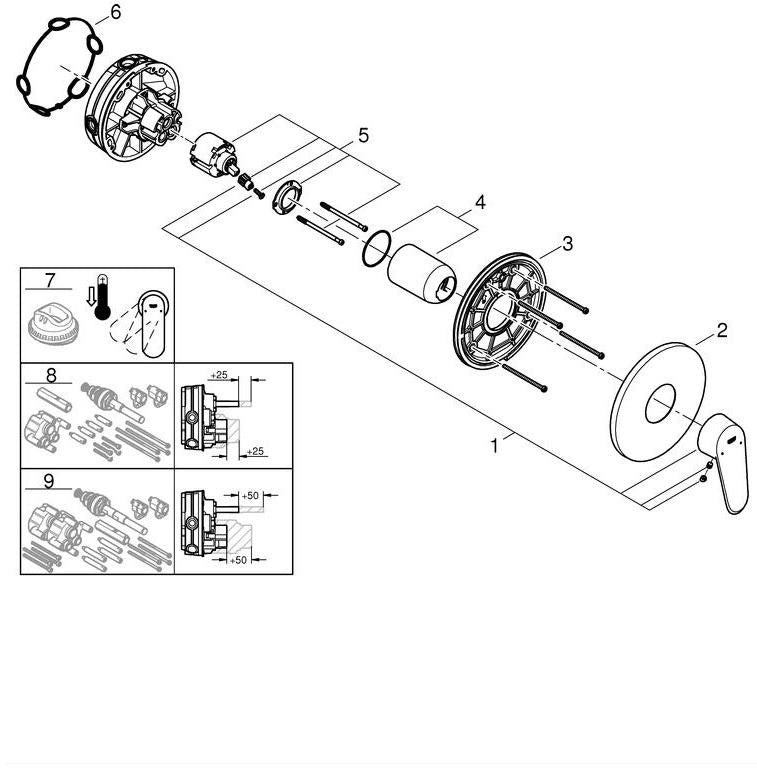 GROHE Eurodisc Cosmopolitan Einhand-Brausebatterie Fertigmontageset für Rapido SmartBox chrom