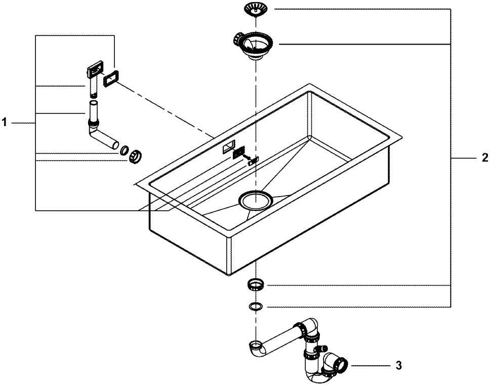 GROHE K700 Edelstahlspüle 1 Becken 864 x 464 mm – Unterbau & Aufliegend