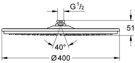 GROHE Rainshower Cosmopolitan 400 Kopfbrause 1 Strahl 7,5 l/min Chrom – 400 mm