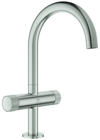 GROHE Atrio Private Collection Waschtisch-Einlochbatterie L-Size mit Knopfbetätigung und EcoJoy in Chrom