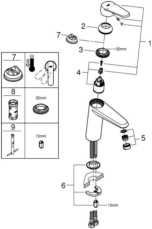 GROHE Eurodisc Cosmopolitan Einhand-Waschtischbatterie M-Size Chrom – SilkMove & Water Saving