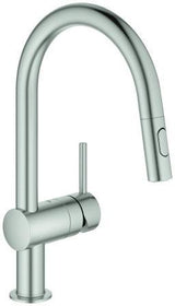 GROHE Minta Spültischbatterie C-Auslauf mit Spülbrause hard graphite gebürstet