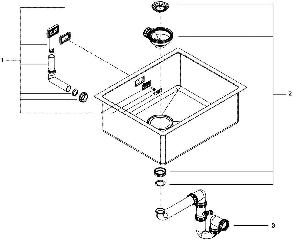 GROHE K700 Unterbau-Edelstahlspüle 550x450mm – 1 Becken, Whisper, FastFixation