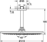 GROHE Rainshower Cosmopolitan 310 Kopfbrauseset mit Deckenauslass 142 mm, 1 Strahlart, 8 l/min, graphit
