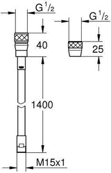 GROHE Metallbrauseschlauch 1400 mm mit Spiral-Optik und konischer Kupplung – Chrom