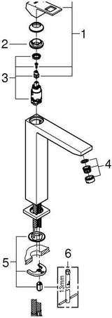 GROHE Eurocube Einhand-Waschtischbatterie 23406 für freistehende Waschschüsseln Chrom