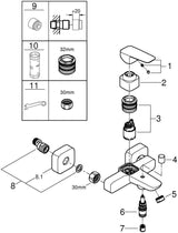 GROHE Cubeo Einhand-Wannenbatterie Wandmontage Chrom – SilkMove & Rückflussverhinderer