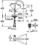 GROHE Atrio Einhand-Waschtischbatterie XL-Size Chrom – schwenkbarer Auslauf & SilkMove