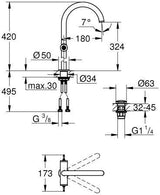 GROHE Atrio Private Collection Waschtisch-Einlochbatterie XL-Size für Hebelgriffe Chrom