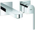 GROHE Plus 2-Loch-Waschtischbatterie Fertigmontageset Wandmontage 147 mm Chrom – SpeedClean & Water Saving