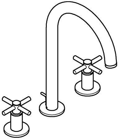 GROHE Atrio 3-Loch Waschtischbatterie mit Kreuzgriffen und Zugstangen-Ablaufgarnitur in Chrom
