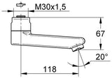 GROHE Gussauslauf 440451 77 mm für Eichelberg Waschtisch-Wandarmaturen in Chrom