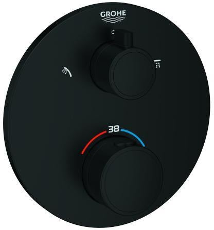 GROHE Grohtherm Thermostat-Brausebatterie 2-Wege-Umstellung matt black rund