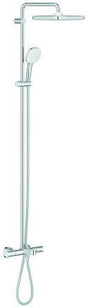 GROHE Tempesta 250 Cube Duschsystem mit Thermostat-Wannenbatterie – Chrom, 250 mm Kopfbrause