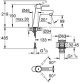 GROHE Concetto Einhand-Waschtischbatterie M-Size mit Push-open Ablaufgarnitur, Chrom – SilkMove & EcoJoy