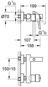 GROHE Concetto Einhand-Wannenbatterie für Wandmontage – eigensicher, chrom