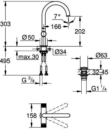 GROHE Atrio Private Collection Waschtisch-Einlochbatterie L-Size mit Knopfbetätigung und EcoJoy in Chrom