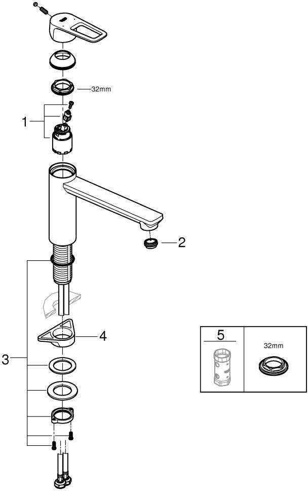 GROHE BauLoop Spültischbatterie mittelhoher Auslauf Chrom – Einhandmischer mit 140° Schwenkbereich