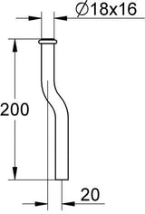 GROHE Urinal-Spülrohr 37037 – 200 mm Messing verchromt mit Kröpfung 20 mm