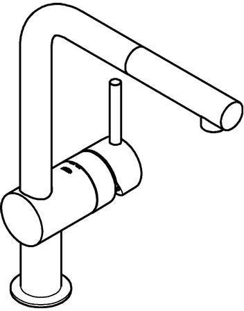 GROHE Minta Einhand-Spültischbatterie mit ausziehbarem Mousseurauslauf, Chrom – 32168