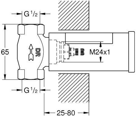 GROHE UP-Ventil-Unterteil 1/2 Zoll vormontiertes Oberteil kurze Spindel Messing