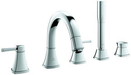 GROHE Grandera 5-Loch-Wannenkombination Chrom – Zweigriff-Armatur mit Handbrause