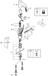 GROHE Europlus E Infrarot-Waschtisch-Elektronikarmatur mit Mischung und 6V Batterie, Chrom
