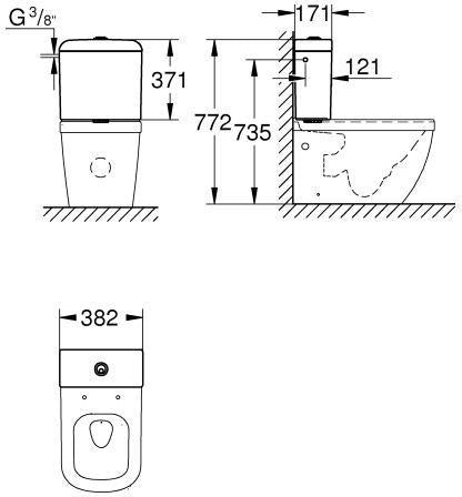GROHE Euro Keramik Aufsatzspülkasten alpinweiß – Anschluss seitlich/hinten, Dual Flush