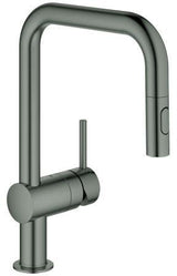 GROHE Minta Einhand-Spültischbatterie U-Auslauf mit Spülbrause hard graphite gebürstet