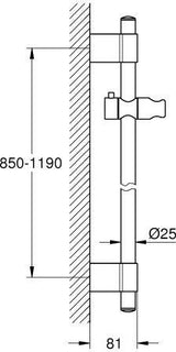 GROHE Rainshower Brausestange 1150 mm Metall Chrom mit Gleiter und FastFixation Plus
