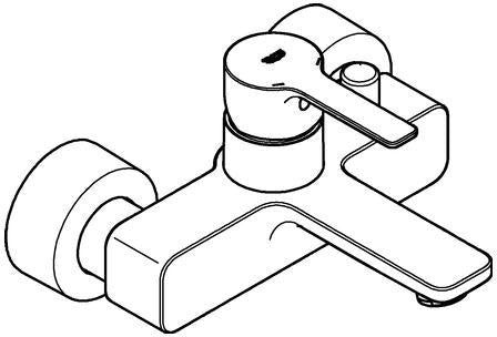 GROHE Lineare Einhand-Wannenbatterie Wandmontage Chrom – mit Temperaturbegrenzer