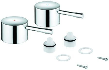 GROHE Essence Griffpaar 48330 – Armaturengriff mit blau/roter Markierung in Chrom