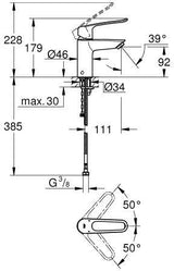 GROHE Eurosmart Einhand-Waschtischbatterie S-Size mit thermischem Verbrühschutz – Chrom