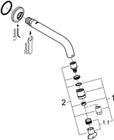 GROHE Universal Wandauslaufventil 20203, Ausladung 185 mm, Chrom – Wasser sparen am Waschtisch