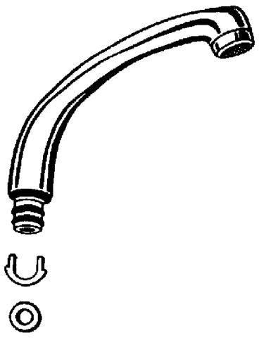 GROHE Gussauslauf 13408 mit Mousseur und Anschlagring, Ausladung 120 mm, Chrom